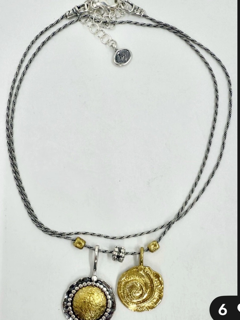 SILPADA Oxidized Sterling Silver Brass Pendants "Dawn to Dusk" Necklace N3338